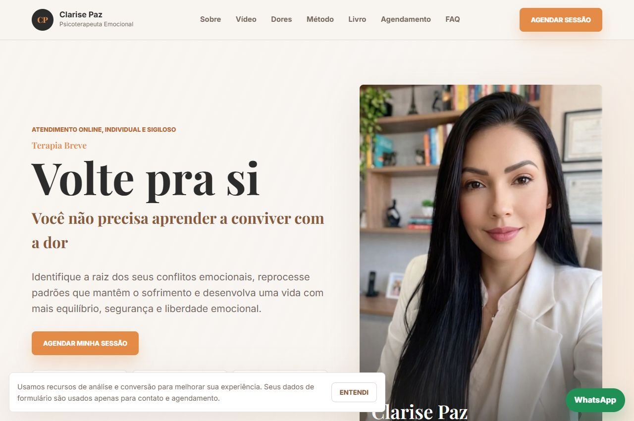 Prévia do site Clarise Paz